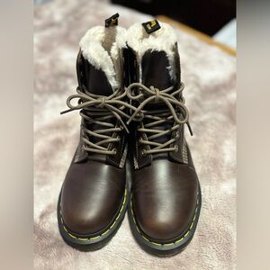 Dr. Martens Serena Fur Lined Brown Leather Boots Women’s US 7